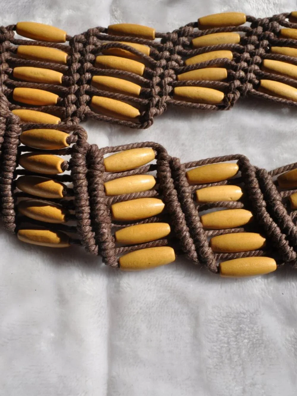 Belt Women's Bohemian boho-style tribal style belt features brown knotted macram